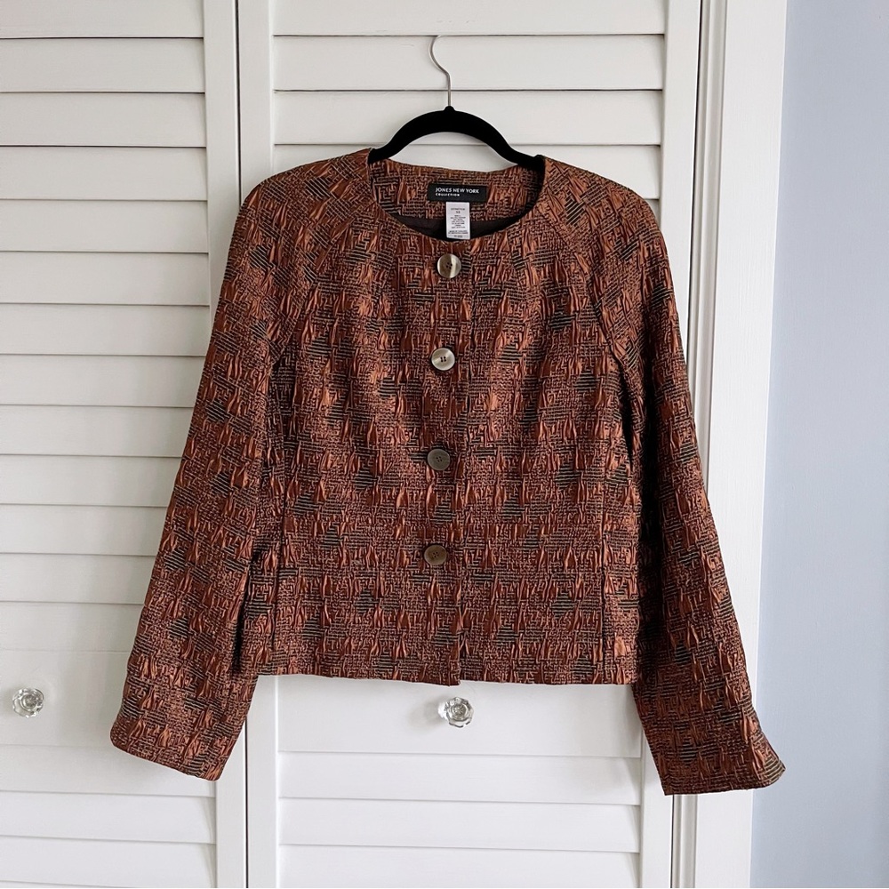 Textured Cropped Blazer with Pockets
